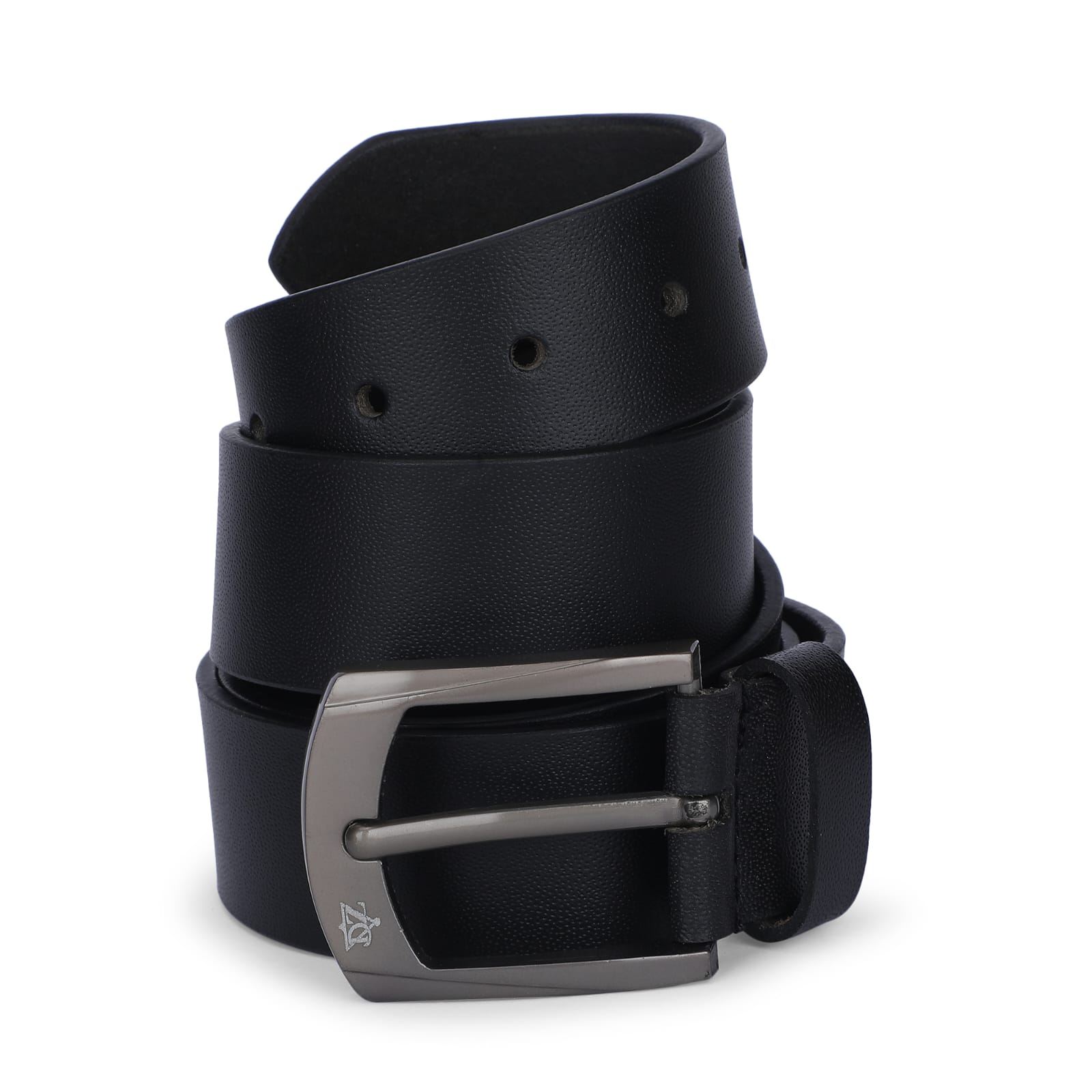 Mens classic black genuine leather belt with gun finished buckle Men's Classic Black Genuine Leather Belt With Gun Finished Buckle - Image 1