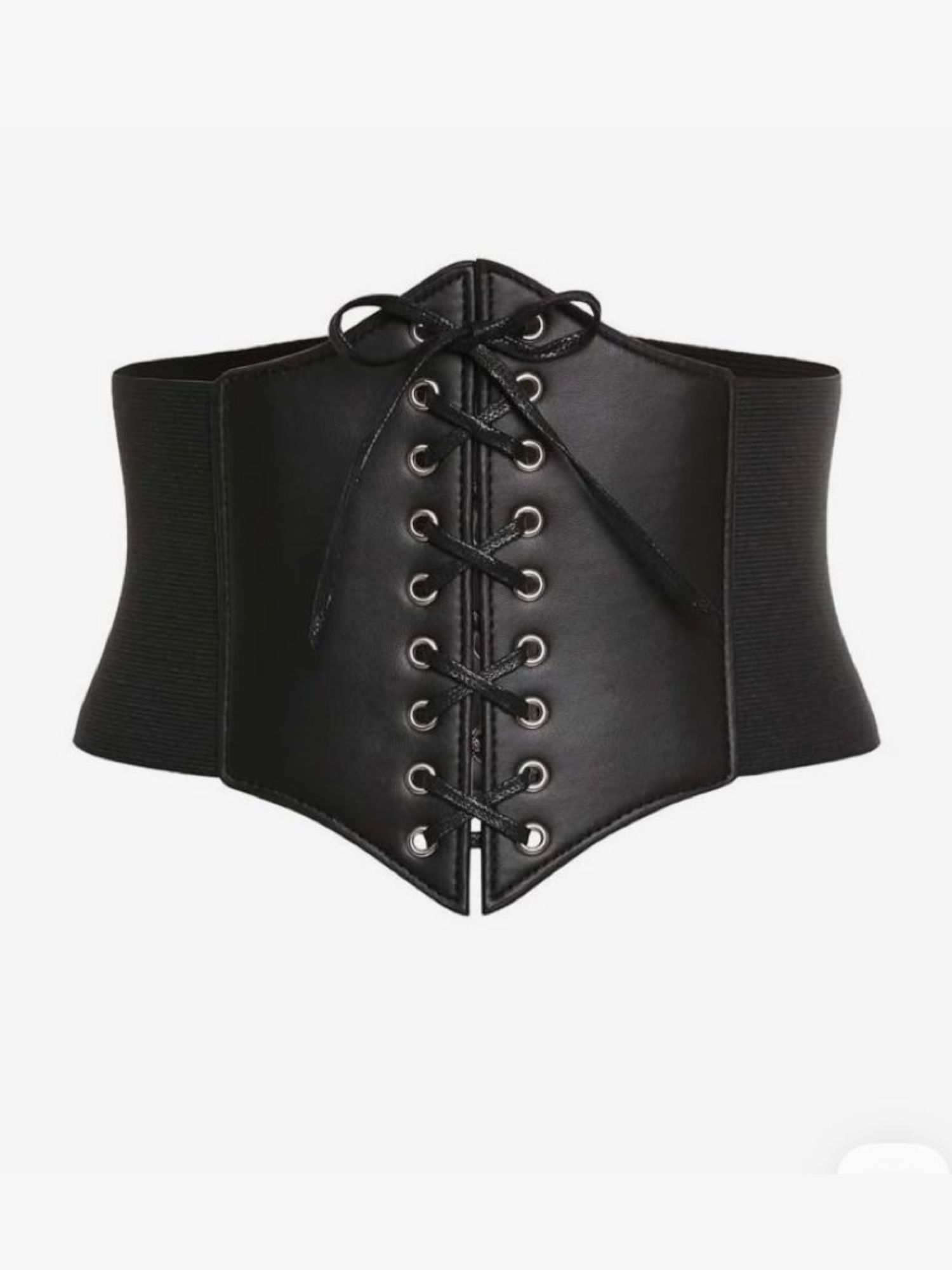 Untitled design - 2026-01-17T151848.680 Women’s Genuine Lamb Leather Lace-Up Corset Waist Belt – Black - Image 1