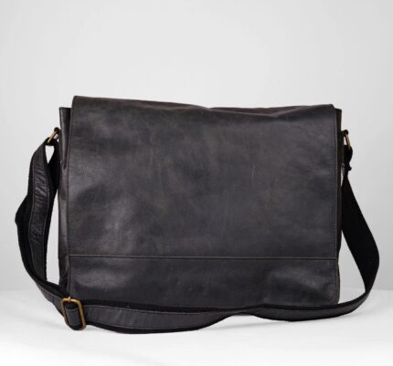 Men's Crunch Soft Leather Satchel Bag with Adjustable Strap