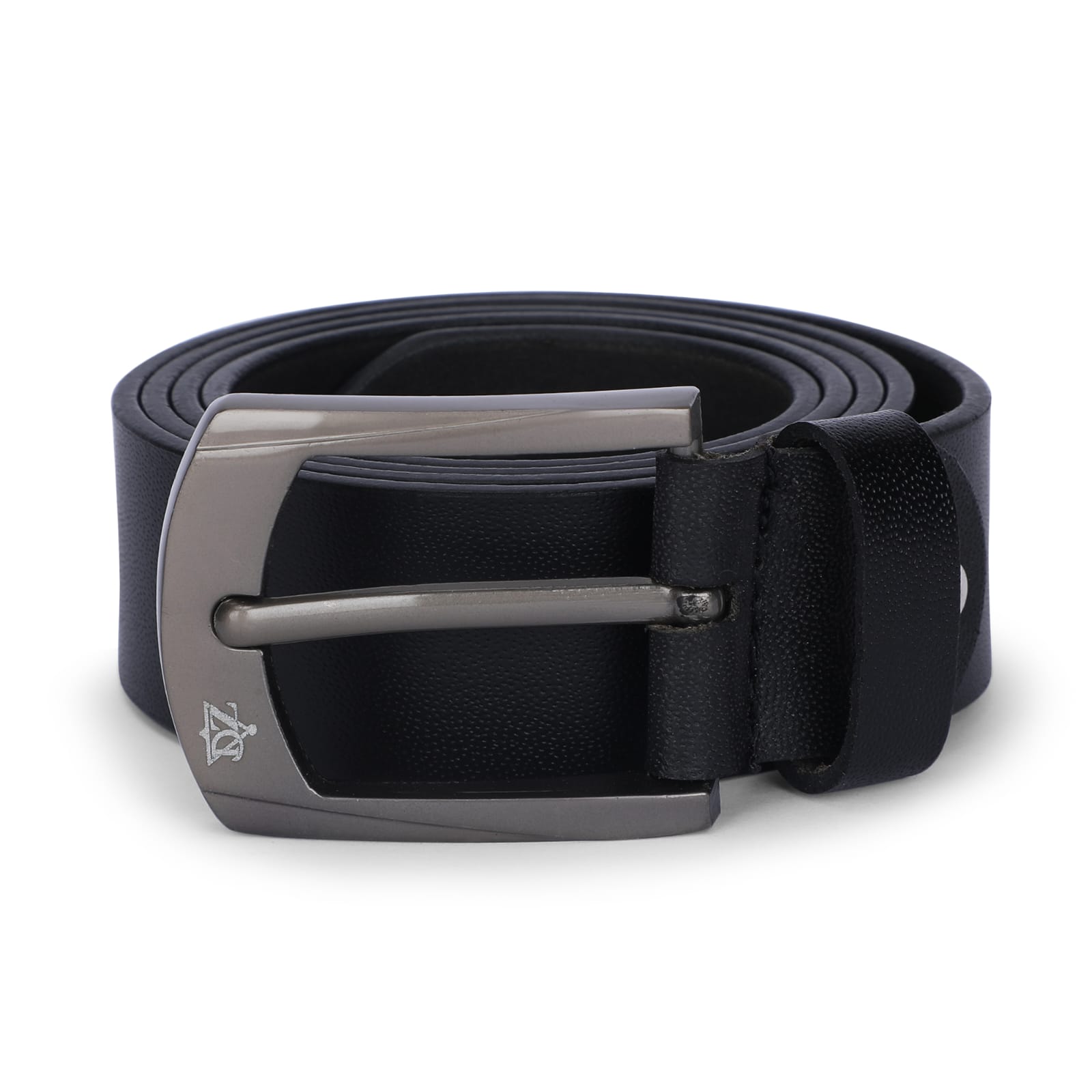 Mens Black genuine leather belt with premium heavy buckle Men's Black Genuine Leather Belt With Premium Heavy Buckle - Image 1