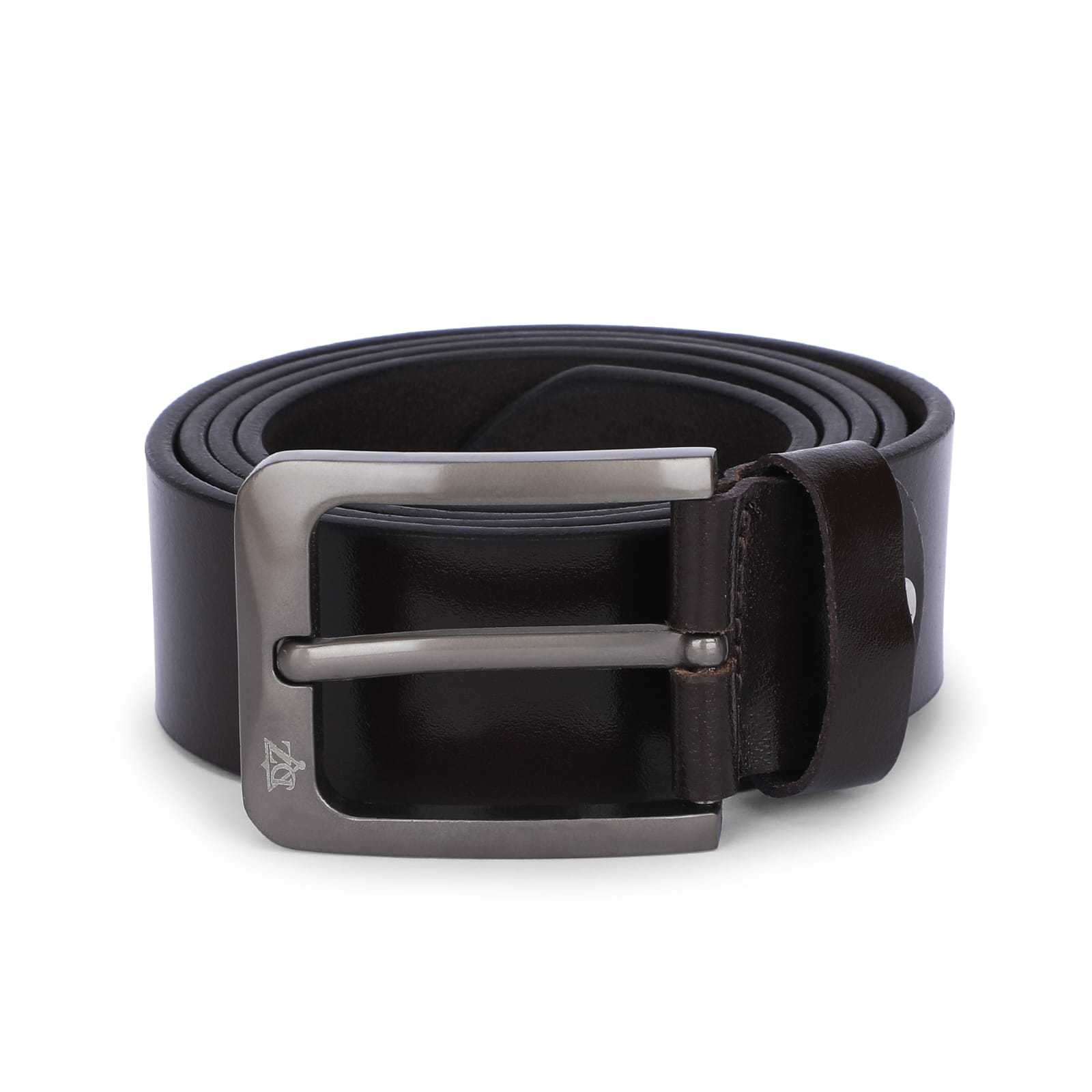 Mens Coffee genuine leather belt with antique brush buckle Men's Coffee genuine leather belt with antique brush buckle - Image 1