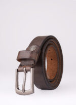 Men's  Vintage Brown Genuine Leather Belt with Gun Metal Buckle