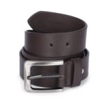 Men’s Brown Genuine Leather Belt With Silver Finished Buckle
