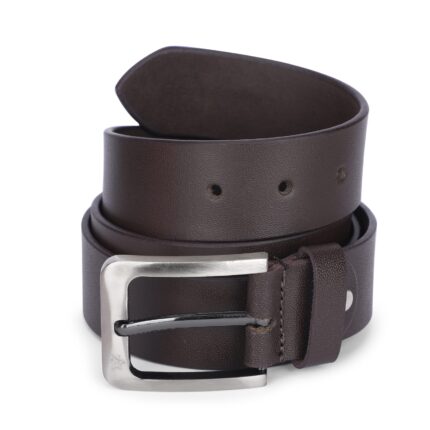 Men’s Brown Genuine Leather Belt With Silver Finished Buckle