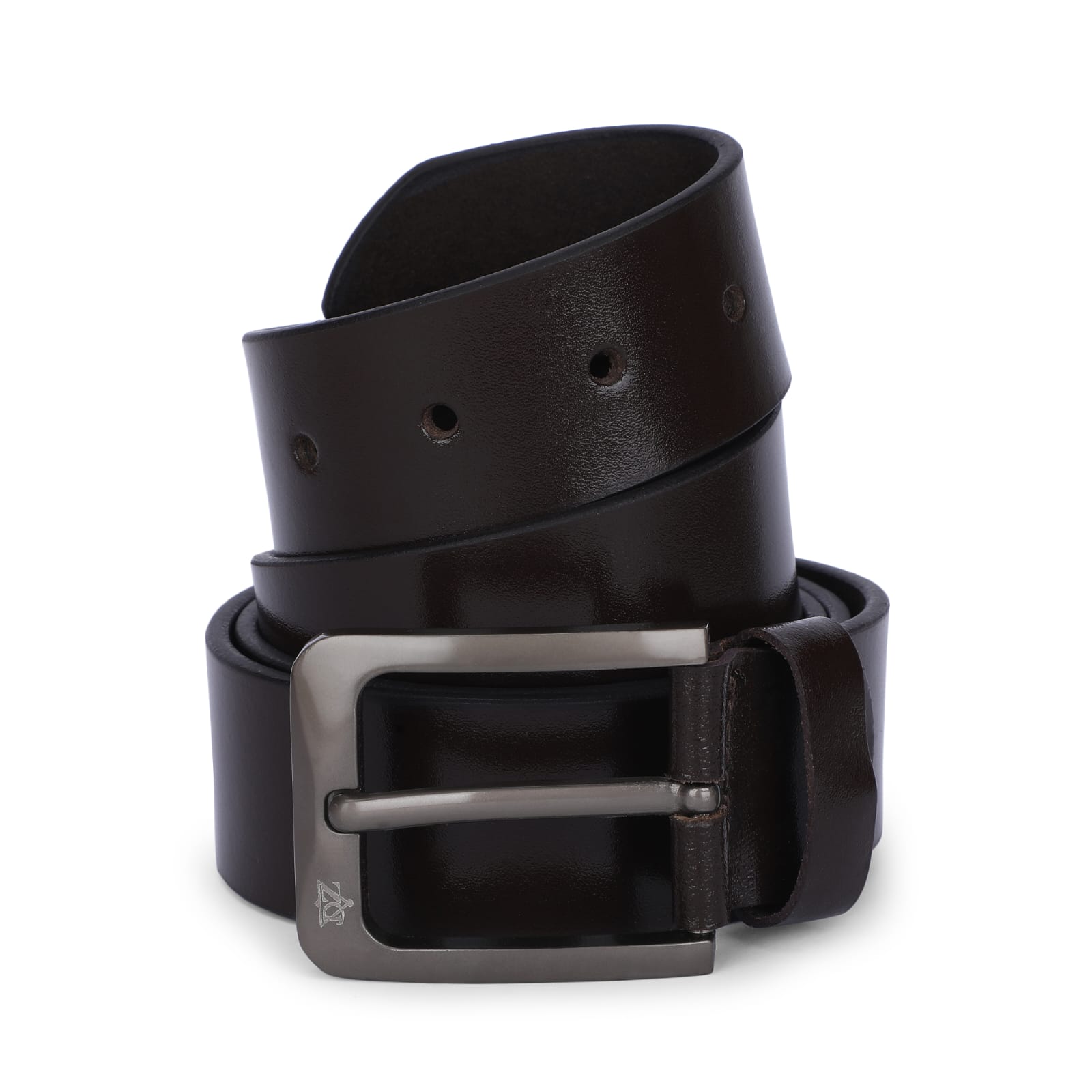 Mens classic Coffee genuine leather belt with gun finished buckle Men's Classic Coffee Genuine Leather Belt With Gun Finished Buckle - Image 1