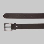 Men's Coffee genuine leather belt with silver buckle - Image 2