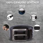 Men's Coffee genuine leather belt with antique brush buckle - Image 3